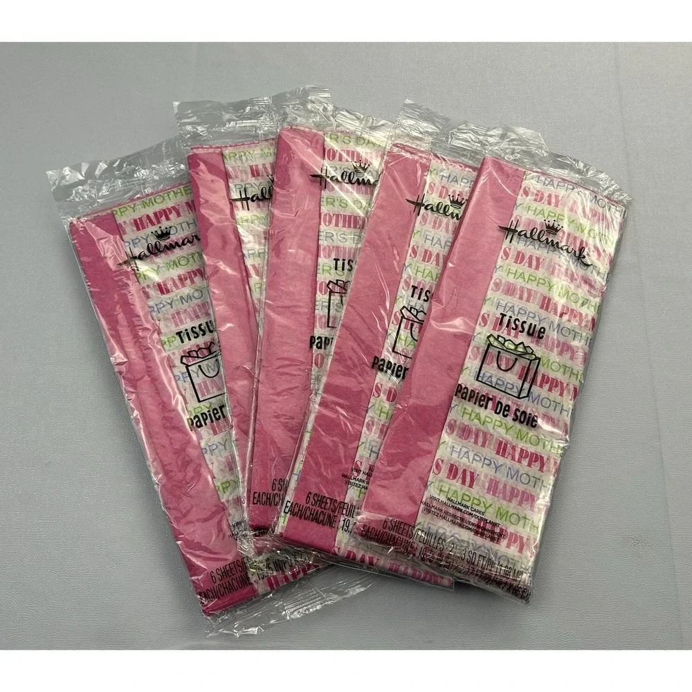 Hallmark Mother's Day Tissue Paper Lot of 5 Packs Pink Gift Wrap Sealed 2016